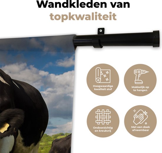 Tapisserie - Tissu mural - Vaches - Animaux - Herbe - Pâturage - Ferme - 60x80 cm - Tapisserie