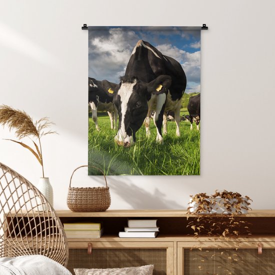 Tapisserie - Tissu mural - Vaches - Animaux - Herbe - Pâturage - Ferme - 60x80 cm - Tapisserie