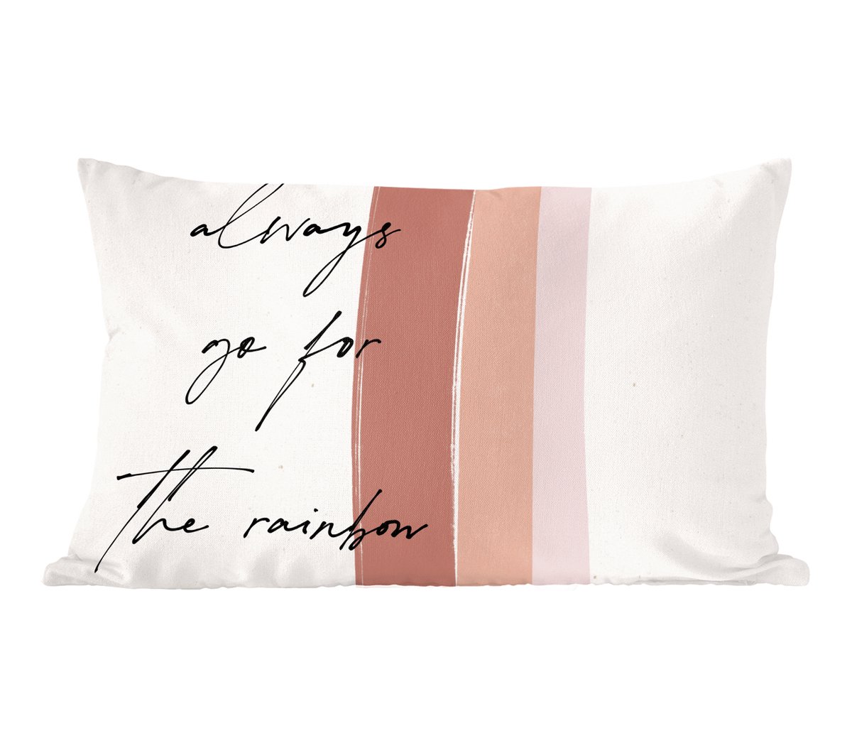 Sierkussens - Kussentjes Woonkamer - 50x30 cm - Regenboog - Always go for the rainbow - Quotes - Tekst