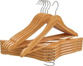 Anti-slip Houten kleerhangers met ronde broek bar & schouder groeven - 360 graden draaibare haak, duurzaam en slank Hangers voor jas, pak, broek, jas (Natuurlijke afwerking, set van 20)