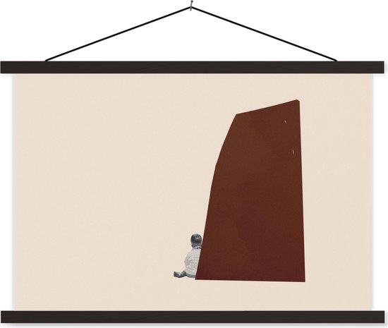 Porte-affiche avec affiche 90x60 cm - Affiche scolaire - Vintage - Pastel - Garçon - Affiche textile - Lattes noires