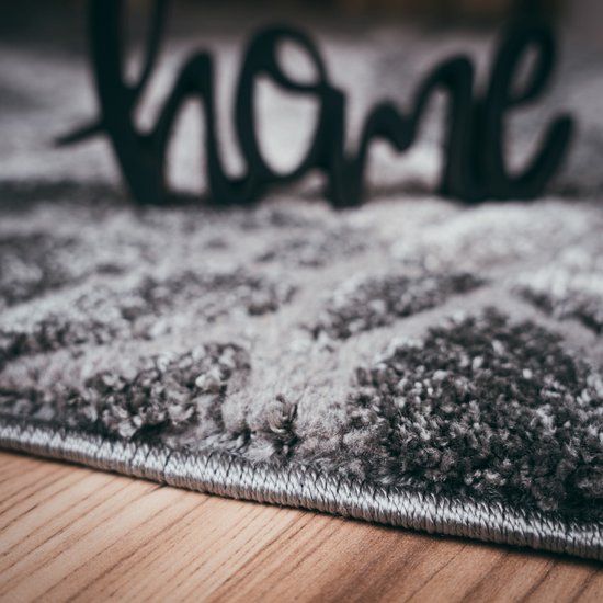 Geschikt Voor Vloerverwarming 120x170 Cm – Modern Tapijt Met Ornament Rand, Grijs Crème Zwart, Traum Designer Vloerkleed