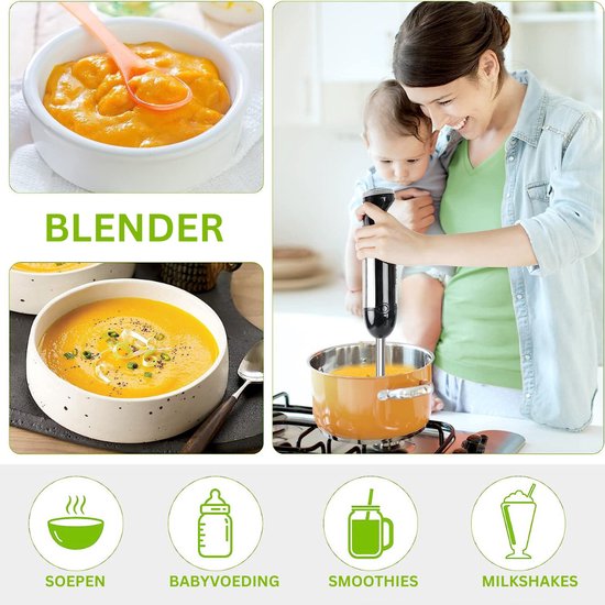 Handmixer - Keukenmixer Met Mengkom - 1000 Watt - Snelheid Regelbaar Met Draaiknop - Met Maatbeker En Garde van Roziaplus — afbeelding 4