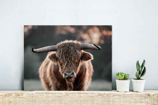 Décoration murale Métal - Peinture Aluminium Industriel - Highlander Ecossais - Vache - Nature - 40x30 cm - Dibond - Photo sur aluminium - Décoration murale industrielle - Pour le salon/chambre