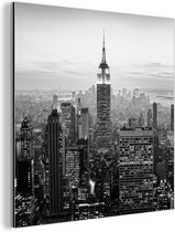 Wanddecoratie Metaal - Aluminium Schilderij Industrieel - New York City zwart-wit fotoprint - 50x50 cm - Dibond - Foto op aluminium - Industriële muurdecoratie - Voor de woonkamer/slaapkamer