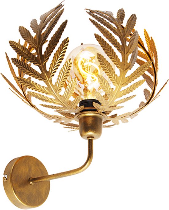 QAZQA botanica - Landelijke Wandlamp voor binnen - 1 lichts - D 30 cm - Goud/messing - Woonkamer | Slaapkamer | Keuken