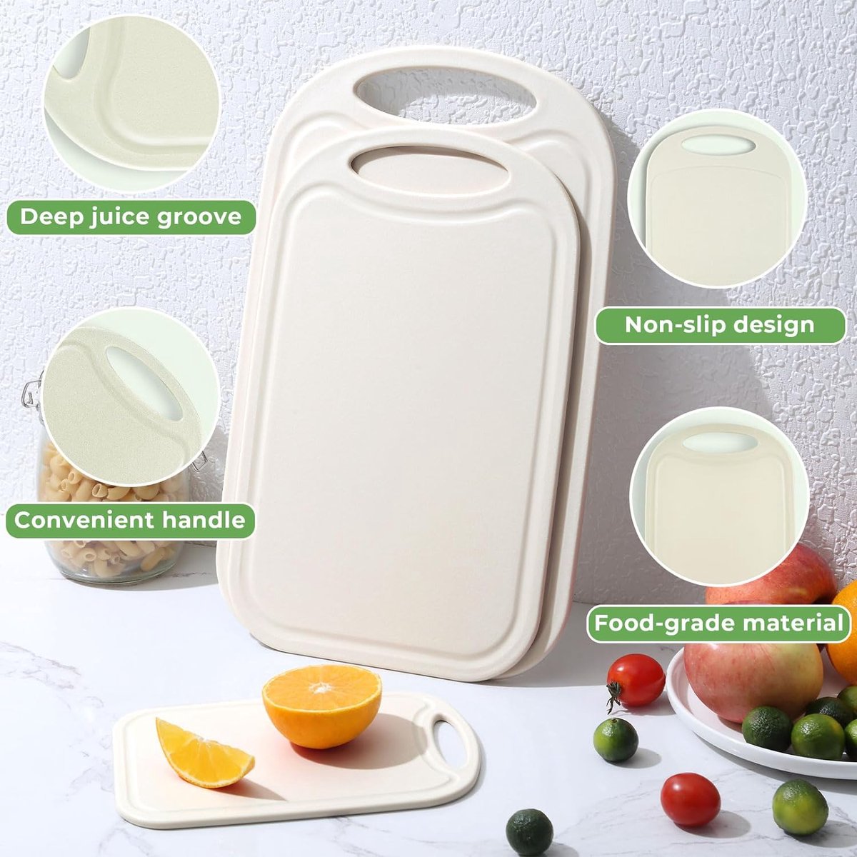 Bkinpid Flexibele snijplank BPA gratis 4 gekleurde kunststof snijplank Mat Set, vaatwasmachinebestendig, 11,4 inch x 7,5 inch, 2 mm dikte