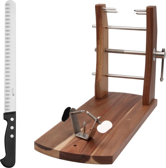 WellHome - Houten Hamhouder met Hammessenset (25 cm) en Chaira (21 cm