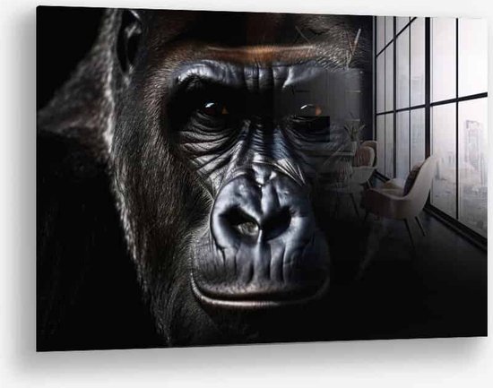 Wallfield™ - The Gorilla | Glasschilderij | Gehard glas | 80 x 120 cm | Magnetisch Ophangsysteem