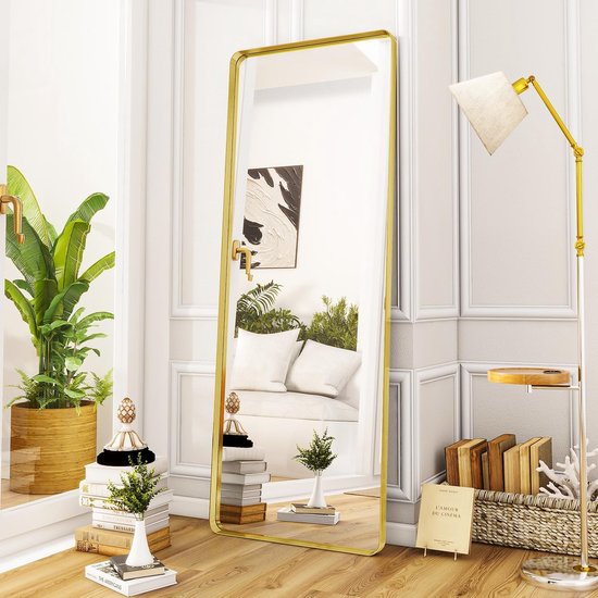 Fragix Ziva Staande passpiegel Boog 150x40 Zwart | Leen Bakker