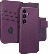 Accezz Étui adapté pour Samsung Galaxy S24 avec porte-cartes - Bookcase en cuir Accezz 2 en 1 avec MagSafe - Violet