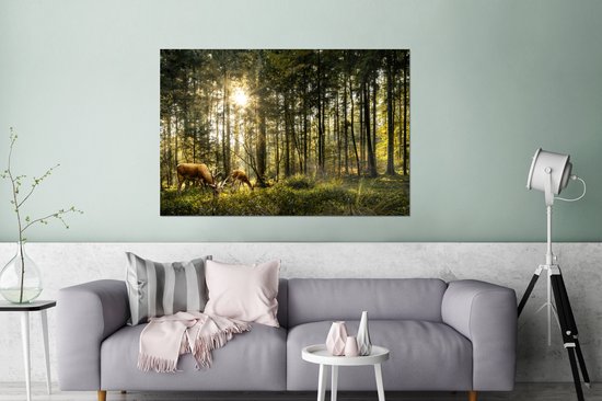 Décoration murale Métal - Aluminium - Cerf - Nature - Forêt - 120x80 cm