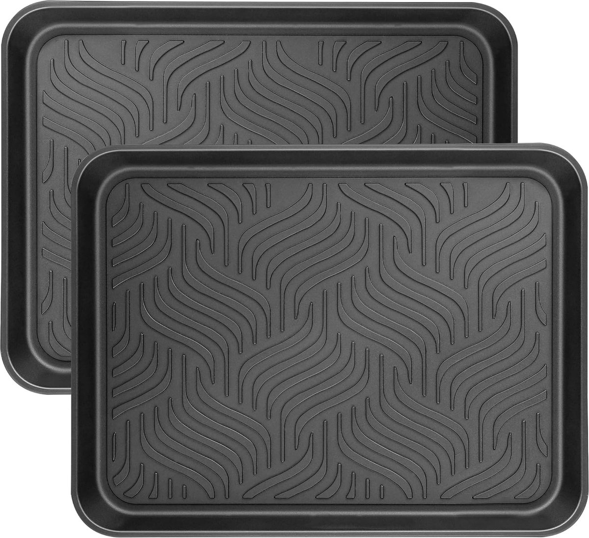 Set Van 3 Schoenafdruipschalen, 40 X 30 Cm, Grote Schoenmathouders Kunststof Met Verhoogde Rand Schoenenafdruiprek Voor Binnen En Buiten Zwart 601347852