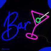 Neon Lamp - Bar Cocktailglas - Incl. Ophanghaakjes - Neon Sign - Neon Verlichting - Neon Led Lamp - Wandlamp