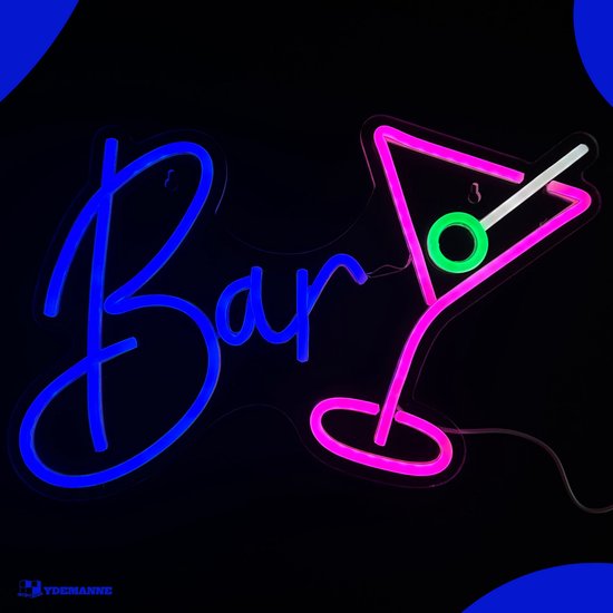 Foto: Neon lamp bar cocktailglas incl ophanghaakjes neon sign neon verlichting neon led lamp wandlamp