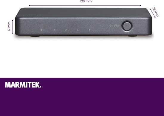 Marmitek Connect 620 UHD 2.0 HDMI Switch / HDMI schakelaar - 4K 60Hz - 4 in 1 uit