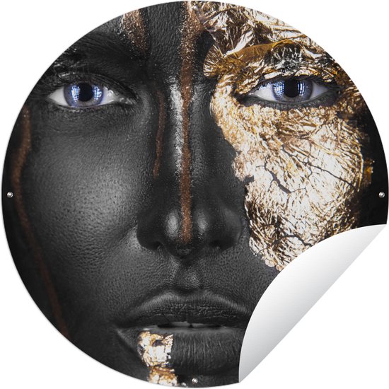 Garden Circle Femme - Feuille d'Or - Zwart - Or - Luxe - 150x150 cm - Affiche de Jardin Ronde - Extérieur