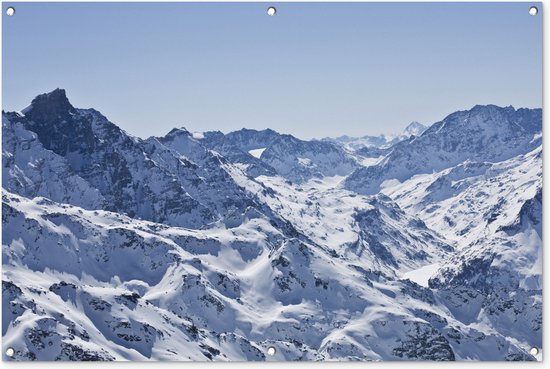 Tuinposter - Tuindoek - Tuinposters buiten - Alpen - Berg - Sneeuw - 120x80 cm - Tuin