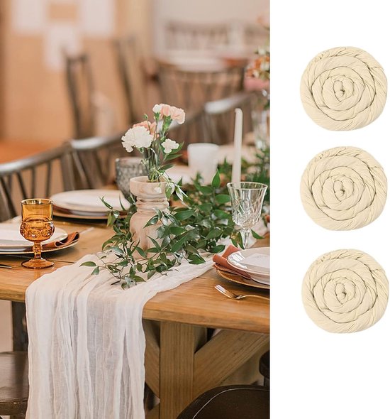 Tafelloper, 2 stuks, donkergroen, 90 x 400 cm, groen, kaasdoek, tafelloper, rustieke gaasstof, boho, Cheesecloth, bruiloft, tafelkleed voor bruiloftsfeest, bruidsfeest, tafeldecoratie