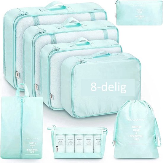 Packing Cubes - Backpack - Koffer Organizer Set - Reiszakken Kleding - Bagage Organizers - Licht blauw