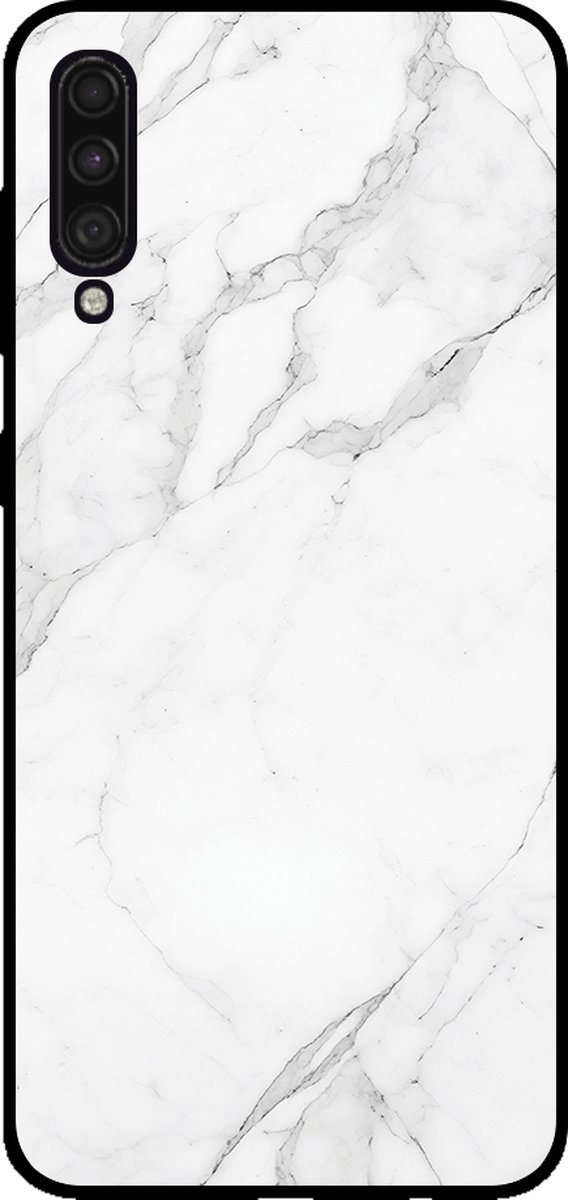 Smartphonica Telefoonhoesje voor Samsung Galaxy A50s met marmer opdruk - TPU backcover case marble design - Wit geschikt voor Samsung Galaxy A50s