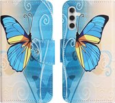 Coverup Book Case - Convient pour Samsung Galaxy A05s Case - Papillon Bleu