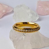 Luminora Elevate Ring Goud - Fidget Ring Diamanten - Anxiety Ring - Stress Ring - Anti Stress Ring - Spinner Ring - Spinning Ring - Draai Ring - Maat 52 | ⌀ 16.5 - Wellness Sieraden