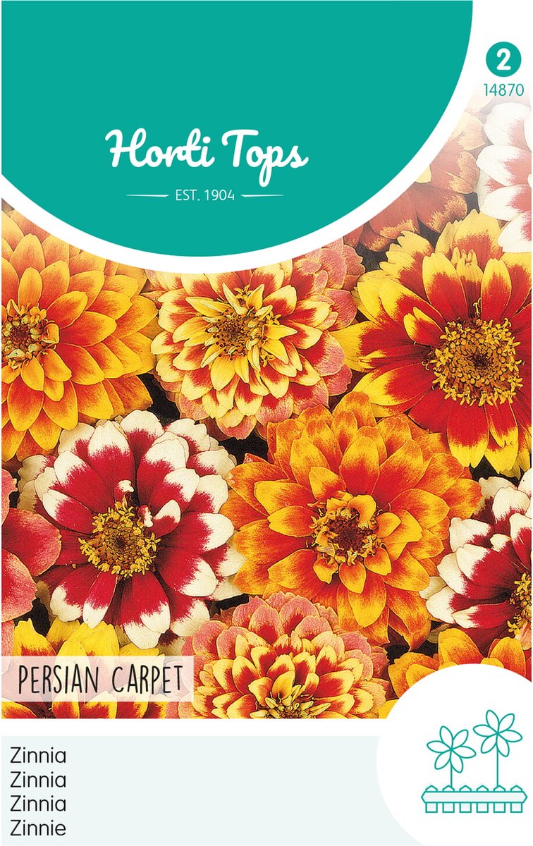 Hortitops - Zinnia Bloemzaad - Persian Carpet - Gemengd