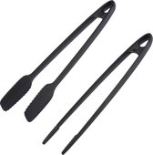 serveerpincet en grilltang, set 2-delig, kunststof, lengte: 29 en 33 cm, zwart