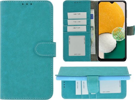 Geschikt voor Samsung Galaxy A05s Hoesje - Bookcase - A05s Hoesje - Pu Leder Wallet Book Case Turquoise Cover