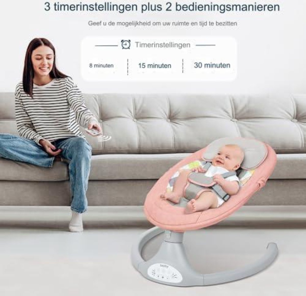 Elektrische Wipstoel Baby - 5 Schommelstanden & Bluetooth