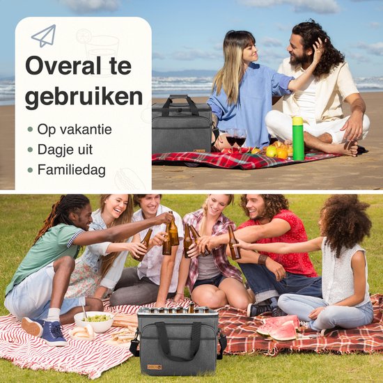 ForDig Koeltas (30 liter) - 4 laags geïsoleerd - Easy-Acces Flap - Picknicktas - Opvouwbaar - Zwart van ForDig — afbeelding 5