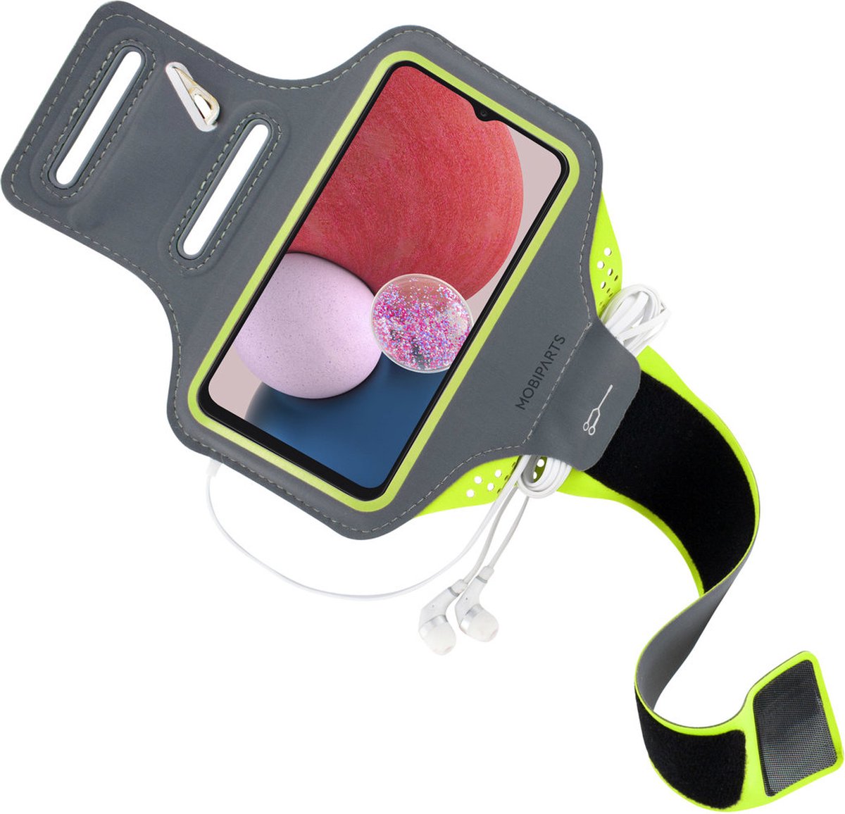 Mobiparts Telefoonhoesje geschikt voor Telefoonhouder Hardlopen Samsung Galaxy A04s Sport Hoesje Neopreen | Mobiparts Comfort Fit Sportarmband - Neon Green | Groen