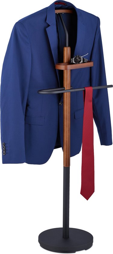 Relaxdays dressboy slaapkamer - kreukvrij ophangen - kledingstandaard staal - houtlook