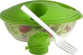 Lunch box - Saladier - Saladier avec fourchette et récipient à sauce - Salade à emporter - 1 litre - Vert