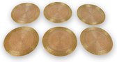Set van 6 Ronde Luxe Gouden Kralen Placemats | Goud Onderzetters for Tafel - 30,5 x 30,5 cm