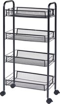 Bol.com Keukentrolley Tromsø met 4 manden 83x44x26 cm zwart aanbieding