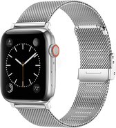 WAEYZ - Bandje Geschikt voor Apple Watch 42/44/45/49 mm Bandje Roestvast Metaal gewoven - Metalen bandje Geschikt voor Apple Watch Met Magneetsluiting - Zilver