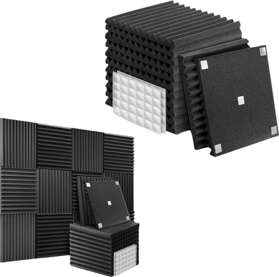 Studio Foam - Isolation phonique - Panneaux acoustiques - Panneaux muraux - Zwart