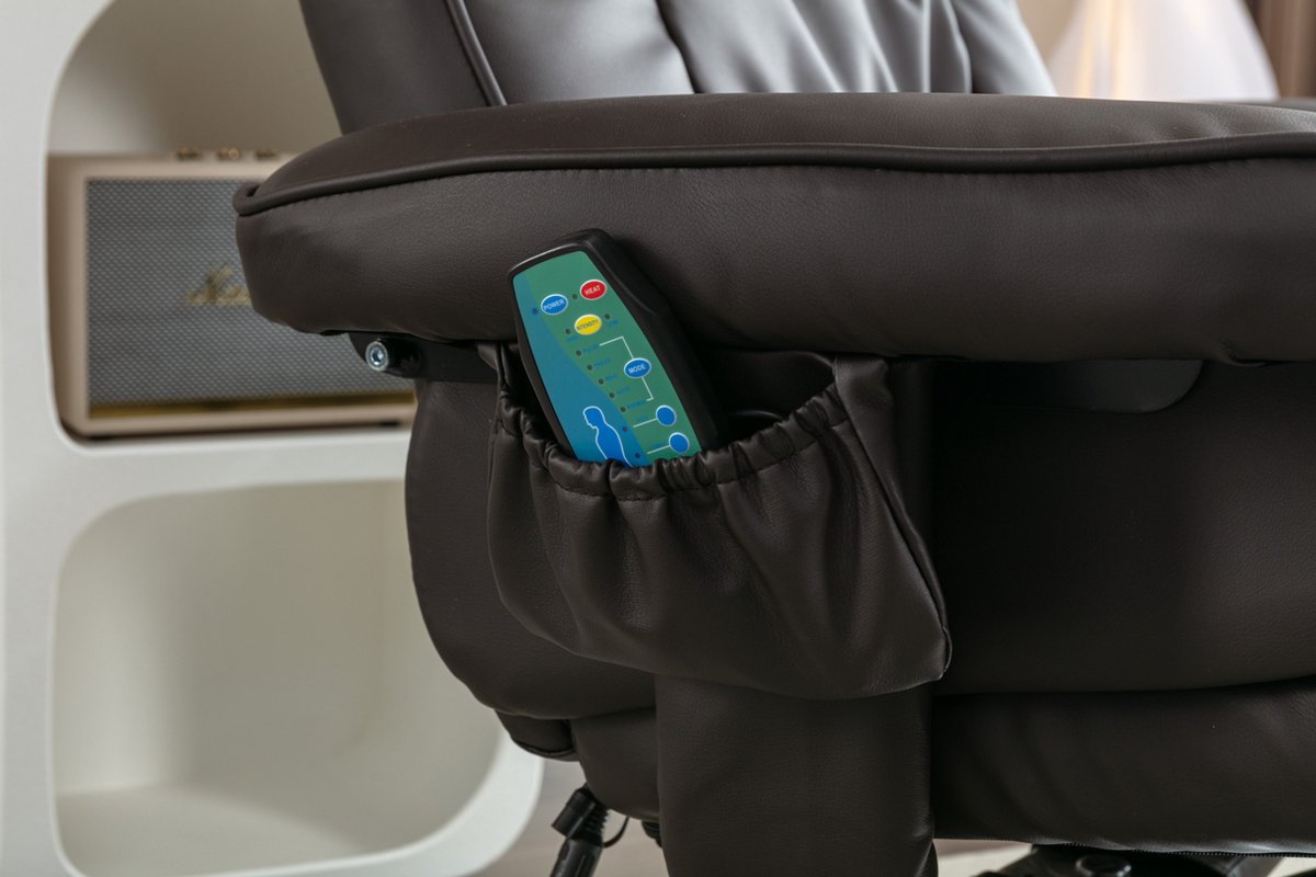 Afbeelding 2 van Merax Massage Relaxstoel PU Leer 5-Punts Bruin