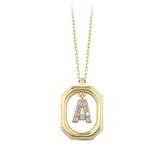 Goud Hanger Letter A met Ketting Zirkonia 14 karaats