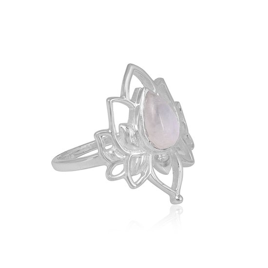 Natuursieraad -  925 sterling zilver maansteen lotus ring maat 16.75 - luxe edelsteen sieraad - handgemaakt - Terra Edela