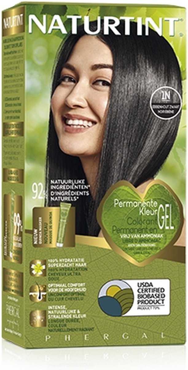 Bol.com 1N Ebbenhout Zwart - NATURTINT - 170ml - Vegan - Ammoniakvrij - BioBased Certified - Microplastic FREE aanbieding