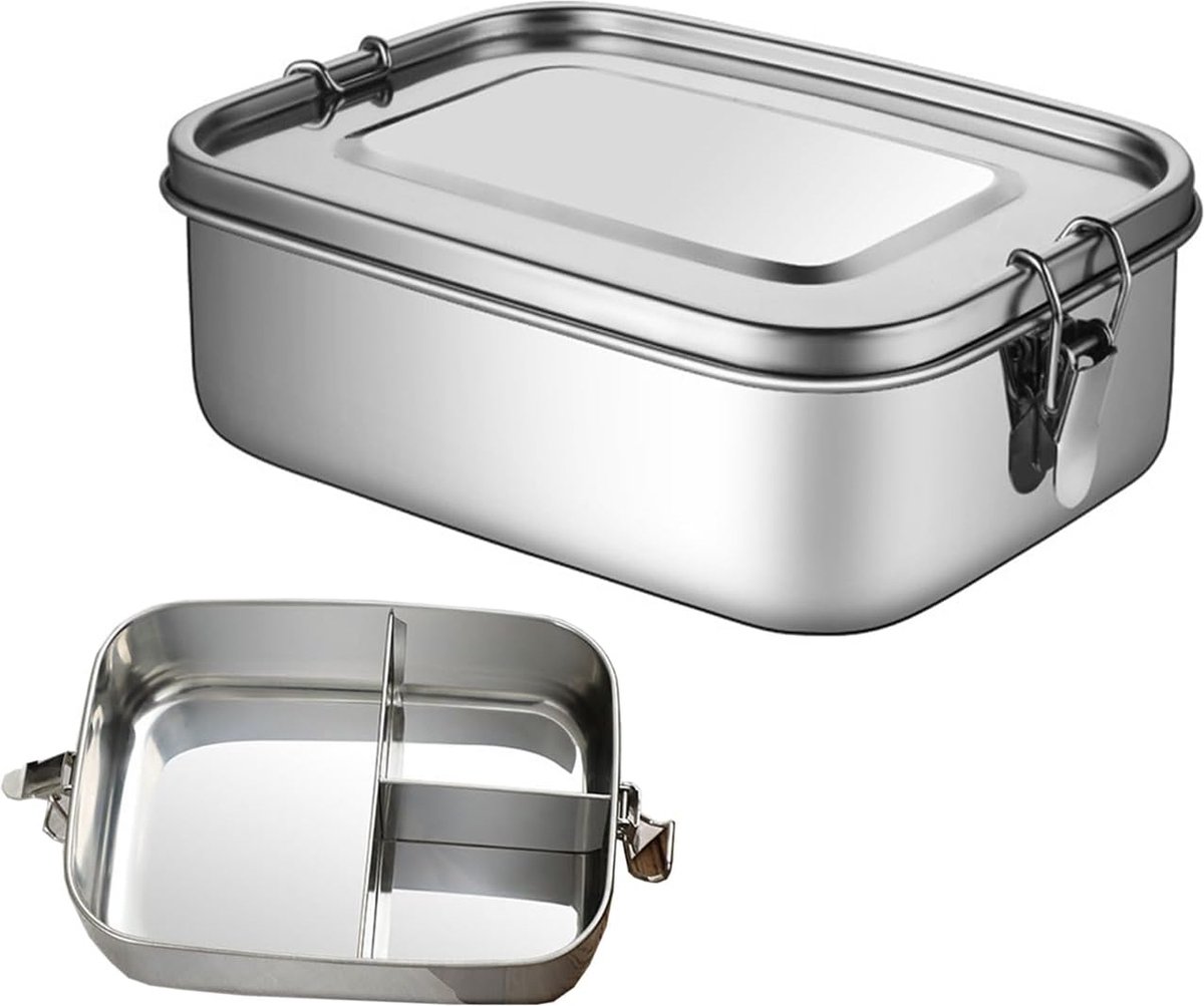 Lunchbox voor volwassenen roestvrij staal lekvrije lunchbox milieuvriendelijke lunchbox voor kinderen met 3 compartimenten vaatwasmachinebestendig voor school werk picknick reizen