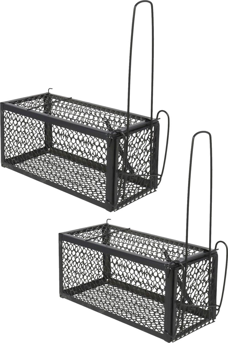 Alma Garden Diervriendelijke muizenval/rattenval - 2x stuks - zwart - metaal - 28 x 11 cm