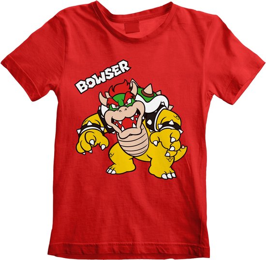 T-Shirt met Korte Mouwen voor kinderen Super Mario Bowser Text Rood - 9-11 jaar