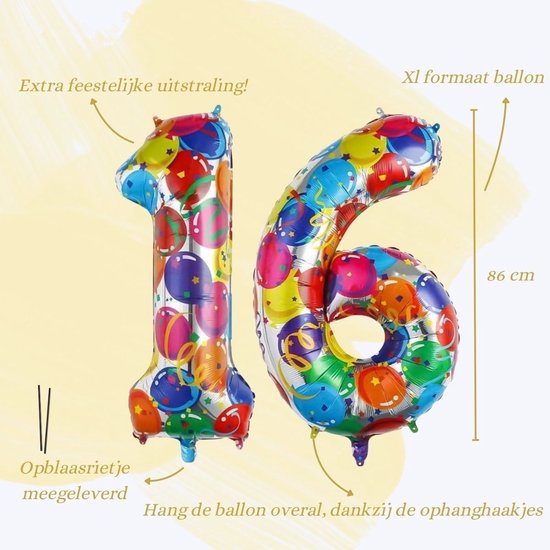 Ballons numérotés Ballon numéro 16 décoration d'anniversaire fête Ballons à hélium ballon Fête ballon en aluminium couleur XL taille
