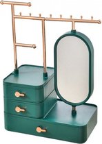 Groene / Sieraden organizer / kastje met spiegels / Sieradenrekje met spiegel