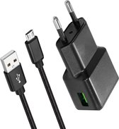 USB Adapter + Micro USB Kabel 1 Meter - Snellader - Adaptieve Fast Charge - Geschikt voor S5/S6/S7/ S7 Edge, Note 5, A3, A5, A7, A8, A9, J1, J2, J3, J4, J5, J6, J7, J8, Tab S2, Tab A 8.0 (2017