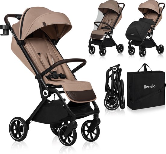 Lionelo Buggy Cloe - Kinderwagen Premium + - tot 22 kg - verstelbare rugleuning - 5-punts veiligheidsgordels - grote zwenkwielen - klamboe - bekerhouder - lichtgewicht - compact - waterdicht